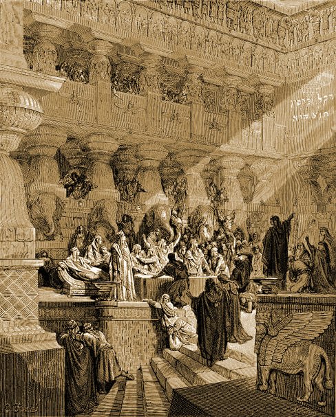 Daniel interpreting the writing on the wall