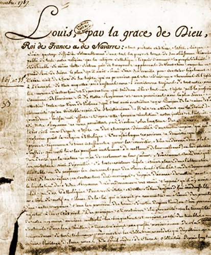 The Edict of Tolerance of Louis XVI - 1787