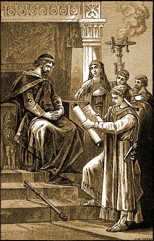 King Josiah is shown the Holy Scriptures