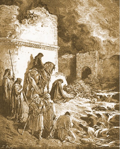 Nehemiah in the ruins of Jerusalem